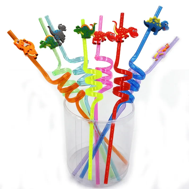 Small Animal Reusable Straw – Colorful Dinosaur Cartoon Eco-Friendly Drinking Straw