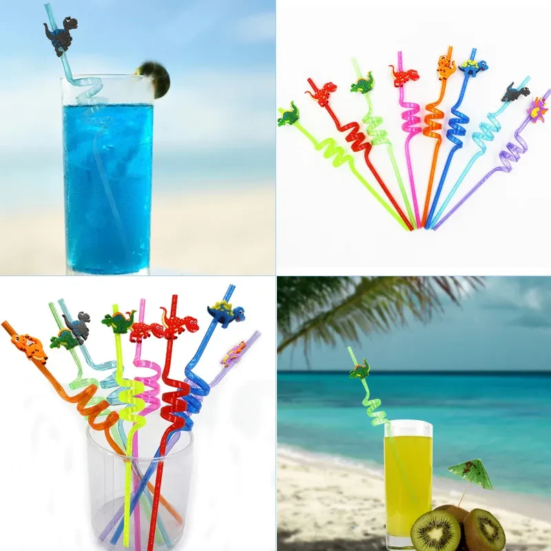 Small Animal Reusable Straw – Colorful Dinosaur Cartoon Eco-Friendly Drinking Straw