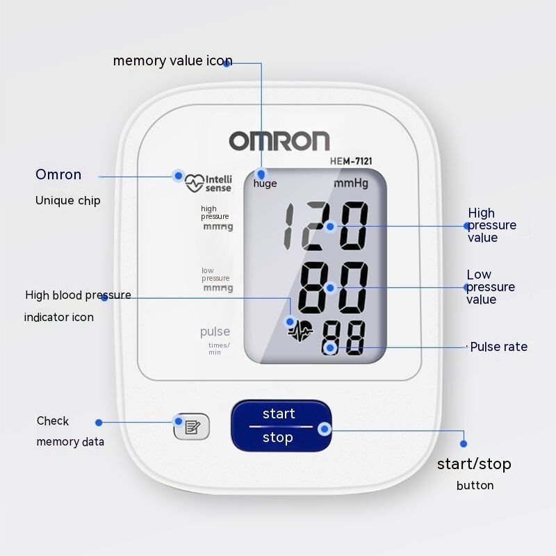 Upper Arm Electronic Blood Pressure Monitor – OMRON Battery-Powered Home BP Meter