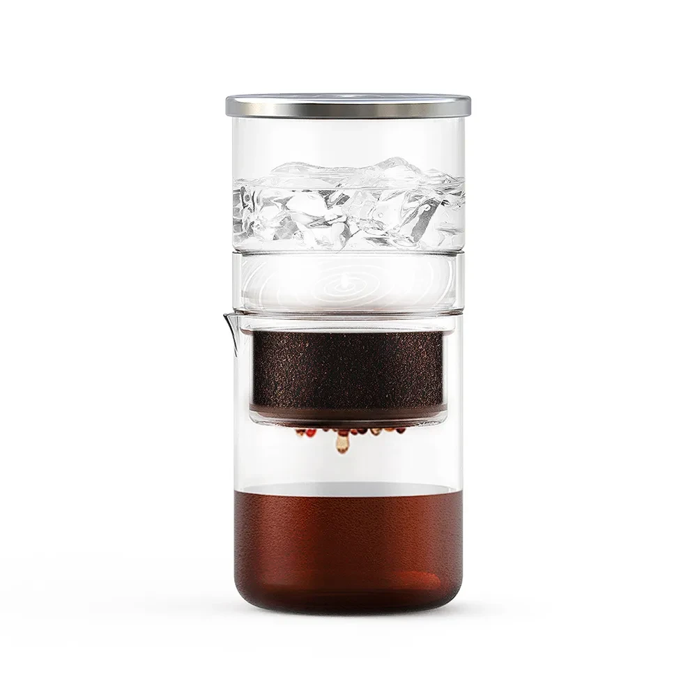 Ice Drip Coffee Pot – 300ml Cold Brew Teapot with Stainless Steel Spoon & Filters