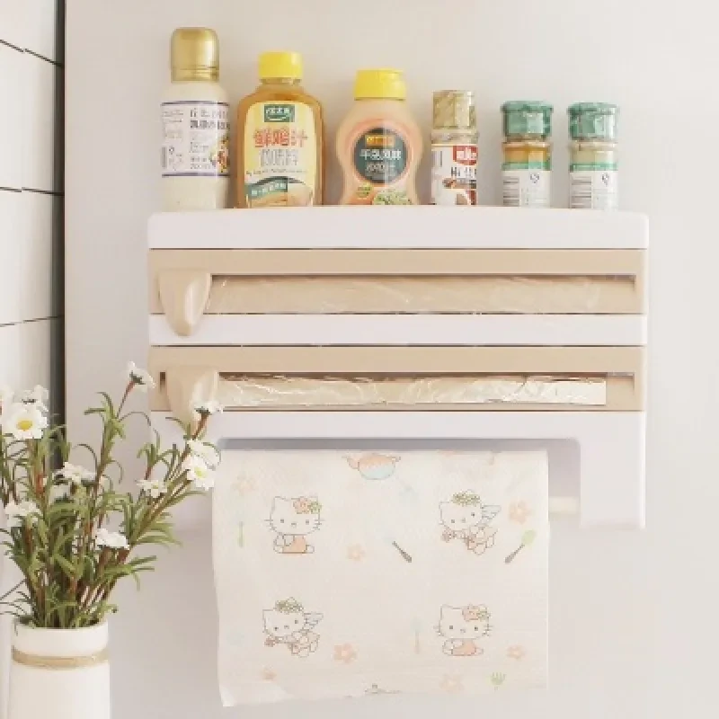 Wall-mounted Multifunctional Plastic Wrap and Tissue Storage Rack β ABS Kitchen Organizer
