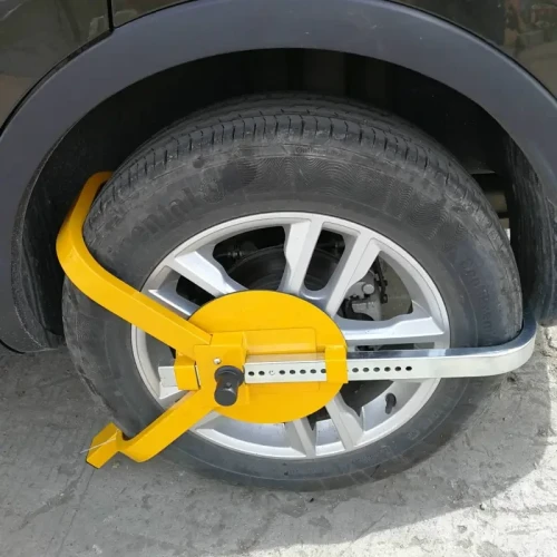 Car Tire Lock – Heavy-Duty 3-Fork Wheel Clamp with Plate | Anti-Theft Carbon Steel Security Lock