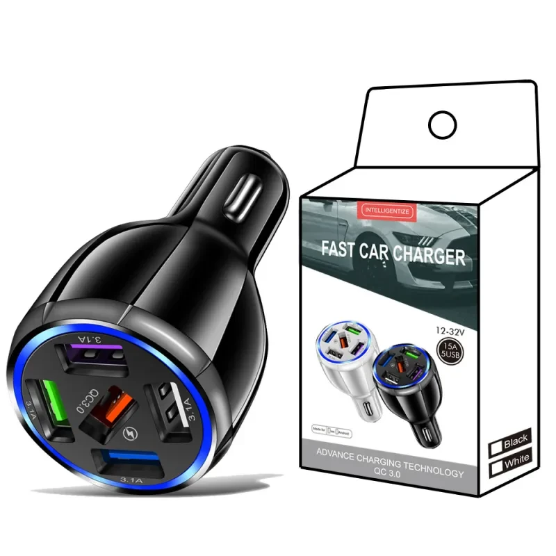 QC30 Car Mobile Phone Charger with 5 USB Ports
