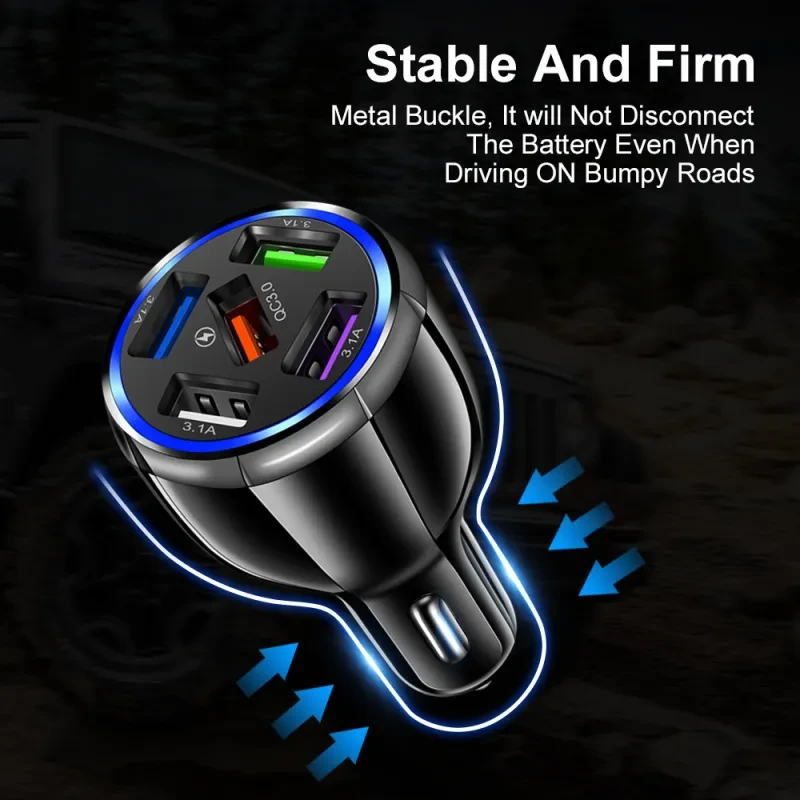 QC30 Car Mobile Phone Charger with 5 USB Ports