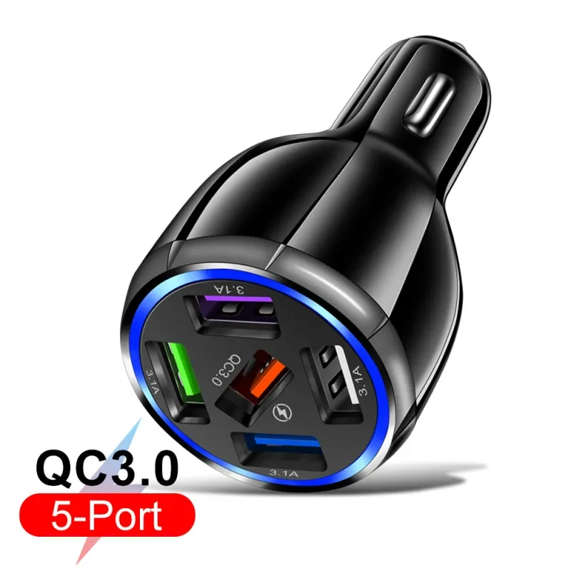 QC30 Car Mobile Phone Charger with 5 USB Ports