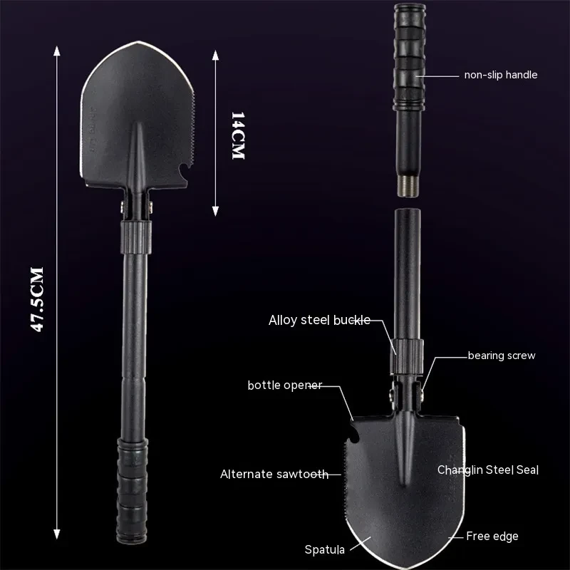 Multifunctional Engineering Folding Shovel – Outdoor First Aid, Camping, Fishing & Car Emergency Tool