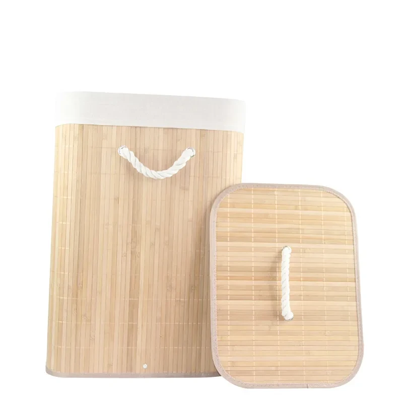 Folding Bamboo Laundry Basket with Lid – Clothes & Storage Organizer Hamper