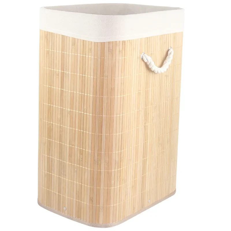 Folding Bamboo Laundry Basket with Lid – Clothes & Storage Organizer Hamper