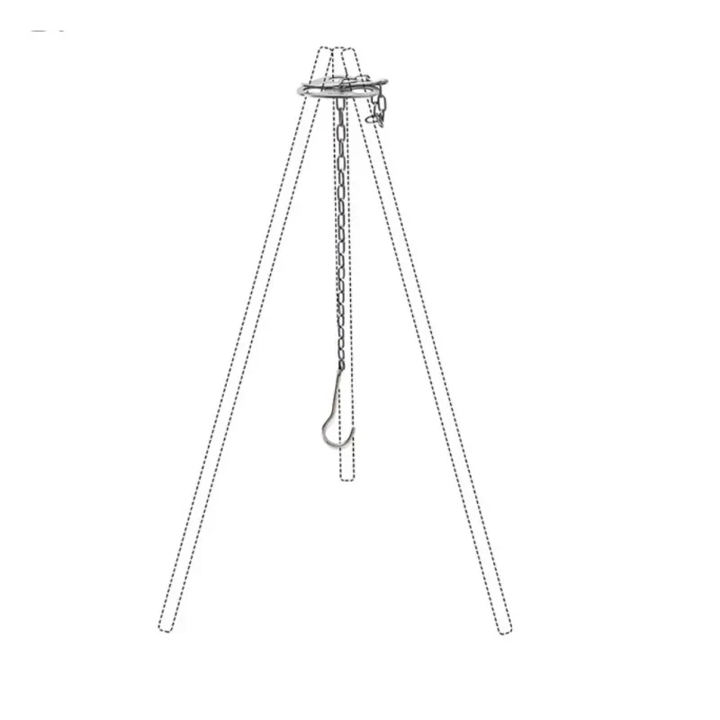 Stainless Steel Camping Tripod Hanging Rack – Portable BBQ Pot Hanger for Outdoor Cooking