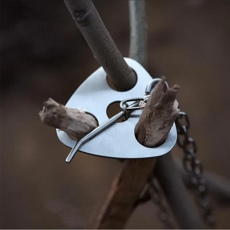 Stainless Steel Camping Tripod Hanging Rack – Portable BBQ Pot Hanger for Outdoor Cooking