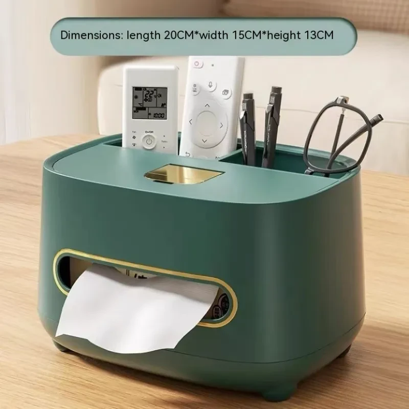 Multifunctional Tissue Box with Remote Control Storage – Plastic Organizer for Living Room & Office
