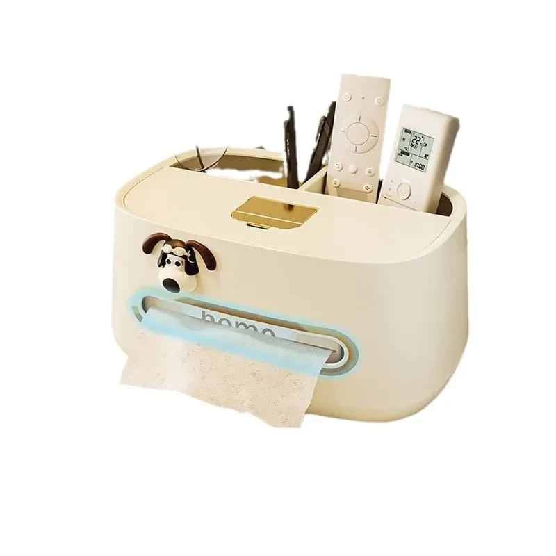Multifunctional Tissue Box with Remote Control Storage – Plastic Organizer for Living Room & Office