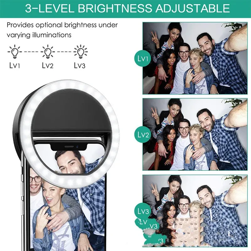 USB Rechargeable Selfie Ring Light – 36 LED Clip-On Fill Light for Mobile, Tablet & Laptop
