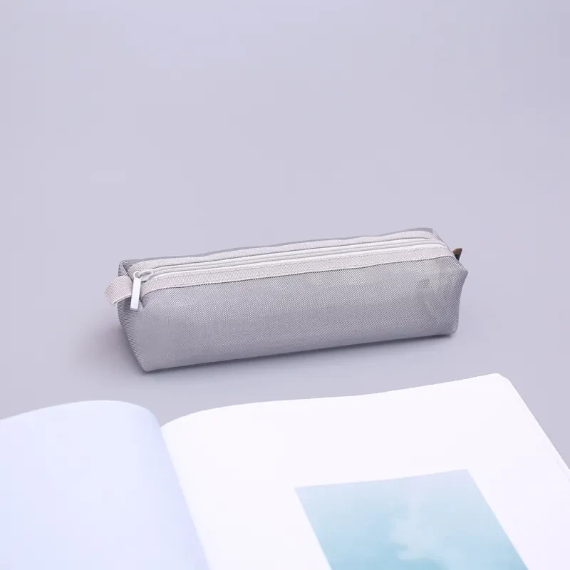 Zipper Pencil Case for High School Students – Simple Nylon Stationery Bag for Boys & Girls