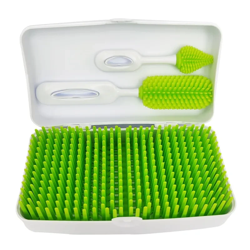 Portable Folding Bottle Drying Rack – Lawn-Style Feeding Bottle Holder with Silicone Brush