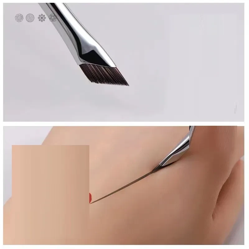 Bevel Eyeliner Brush – Blade Precision Detail Brush with Long Wooden Handle for Sharp Makeup Lines