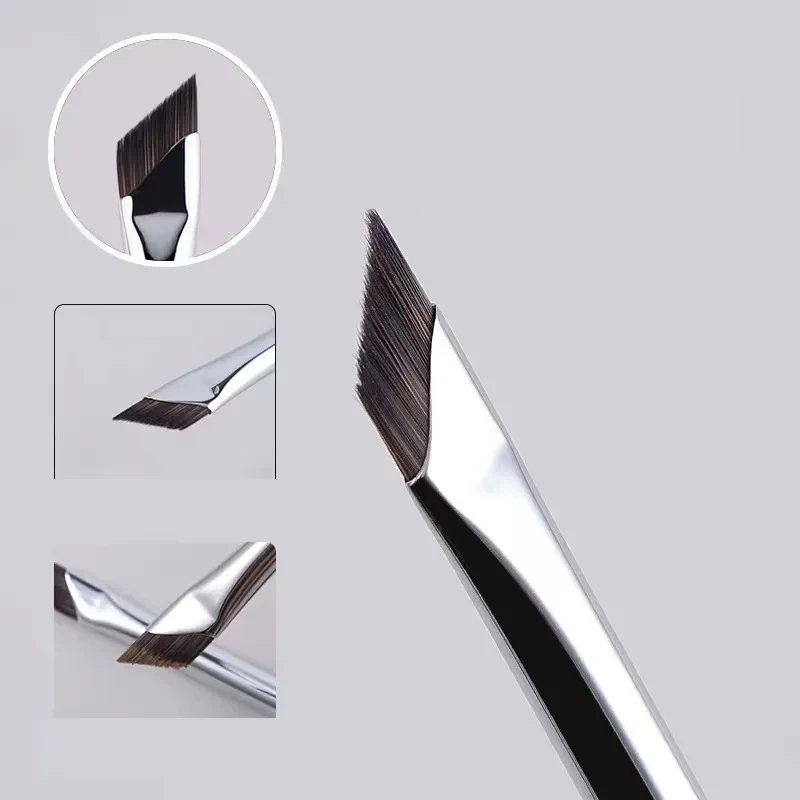 Bevel Eyeliner Brush – Blade Precision Detail Brush with Long Wooden Handle for Sharp Makeup Lines