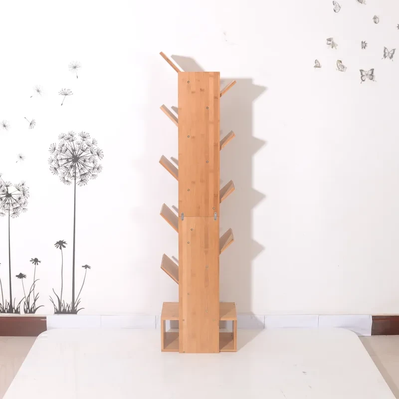 Five-Layer Bamboo Branch Bookshelf – Natural Color Space-Saving Bookrack for Home & Office