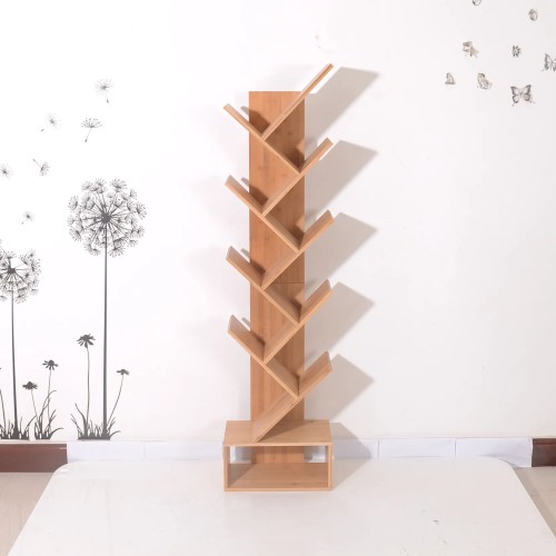 Five-Layer Bamboo Branch Bookshelf – Natural Color Space-Saving Bookrack for Home & Office