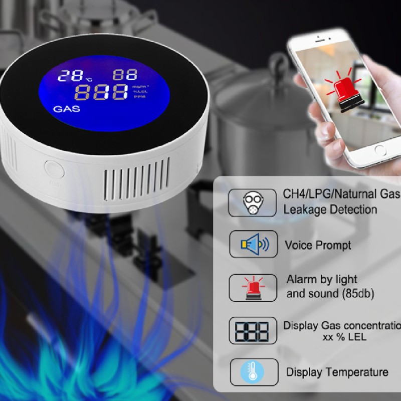 Graffiti Smart WiFi Gas Alarm – Wireless Home Gas Leak Detector with Real-Time Alerts