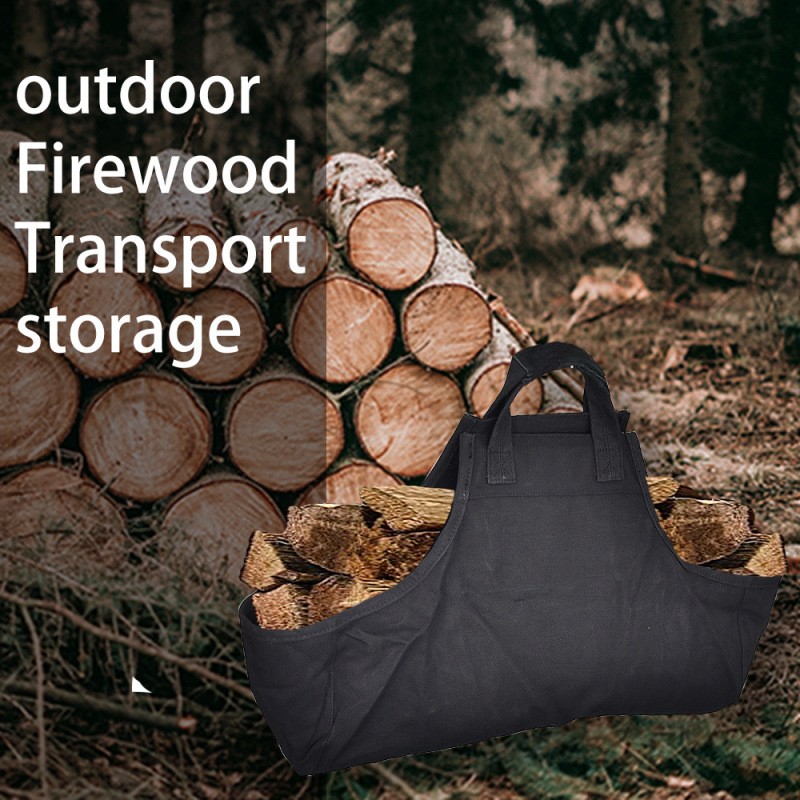 Heavy-Duty Firewood Carrier Bag | Camping Wood Stack Tote with Semi-Closed Sides