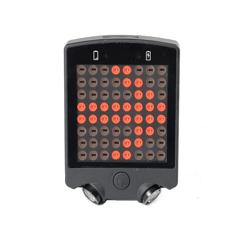 Wireless LED Bike Turn Signal with Remote | Rechargeable Rear Tail Light with Laser Guide Lines & Dot Matrix Display