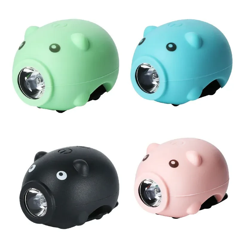 Children Bicycle Piggy Horn Light – USB Rechargeable LED Front Light with 5 Sound Modes & Flashing Options