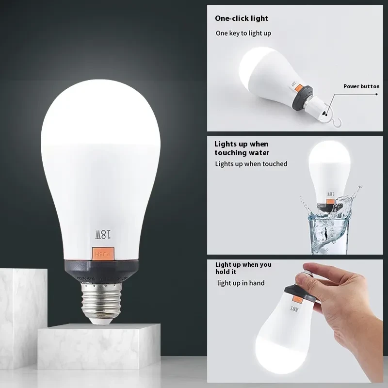LED Rechargeable Emergency Bulb Light – Detachable E27 Socket Lamp with Backup Battery