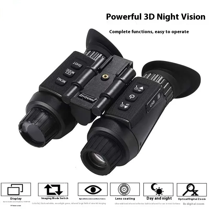 Head Mounted Night Vision Goggles – Tactical Helmet-Style Night Ops Gear with Built-in Battery & USB Charging