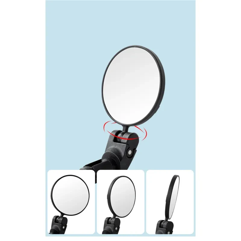 Universal Bicycle Rearview Mirror – 360° Adjustable Handlebar Reflector with Wide-Angle Convex Lens