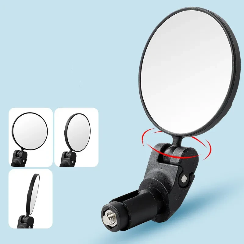 Universal Bicycle Rearview Mirror – 360° Adjustable Handlebar Reflector with Wide-Angle Convex Lens