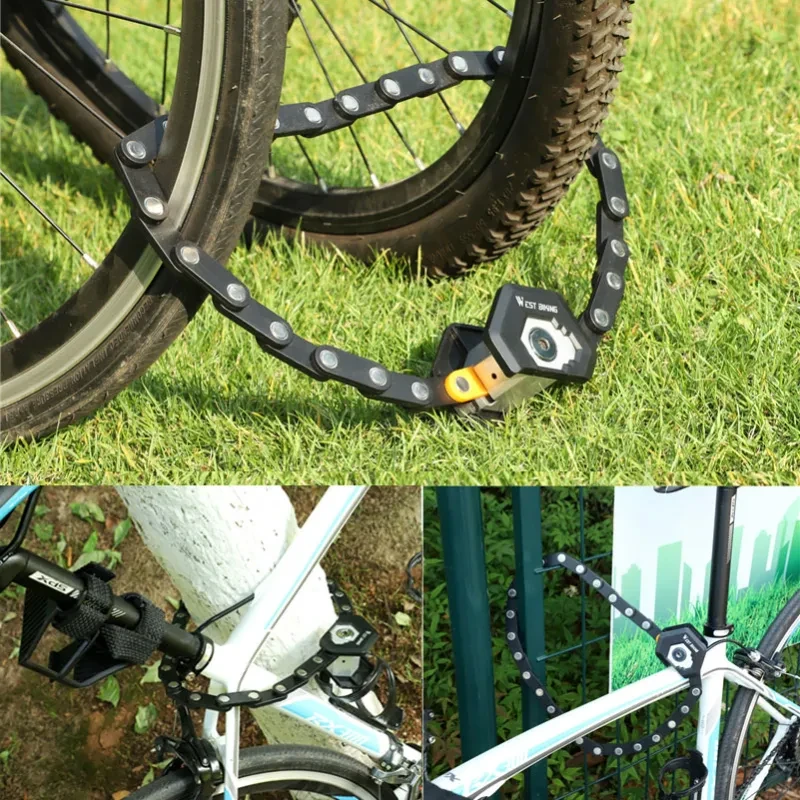 West Biking Bicycle Lock – Anti-Theft Folding Chain Lock | Heavy-Duty Steel Key Lock for Bikes & Motorcycles