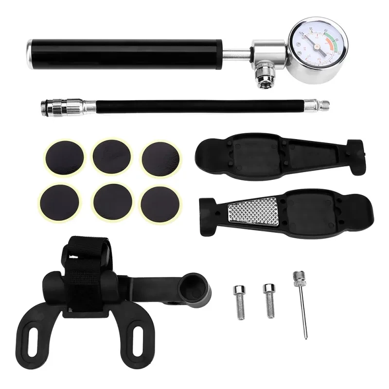 Portable High-Pressure Mini Pump Kit – 16-in-1 Bicycle Tire Repair Tool Set with Seat Bag