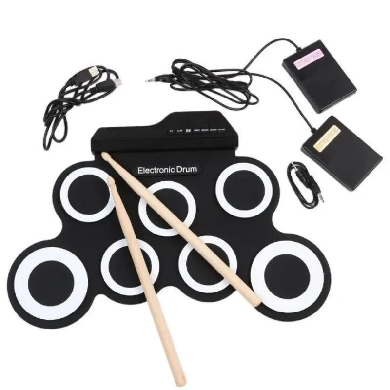 Roll-Up Electronic Drum Set – 7-Pad Portable USB Silicone Drum Kit