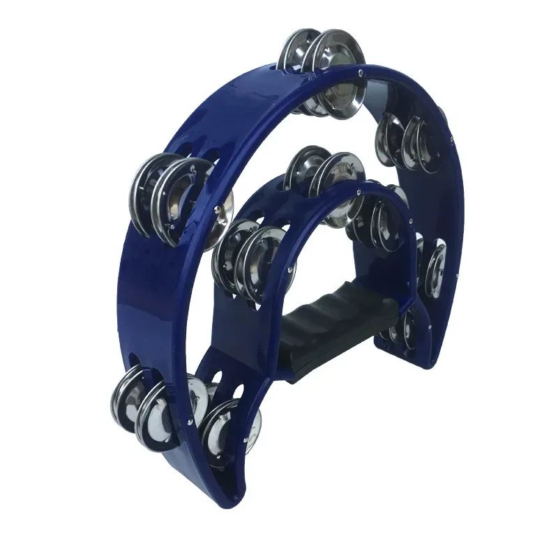 Plastic Half Moon Rattle – Double Row Tambourine with 4 Jingle Bells