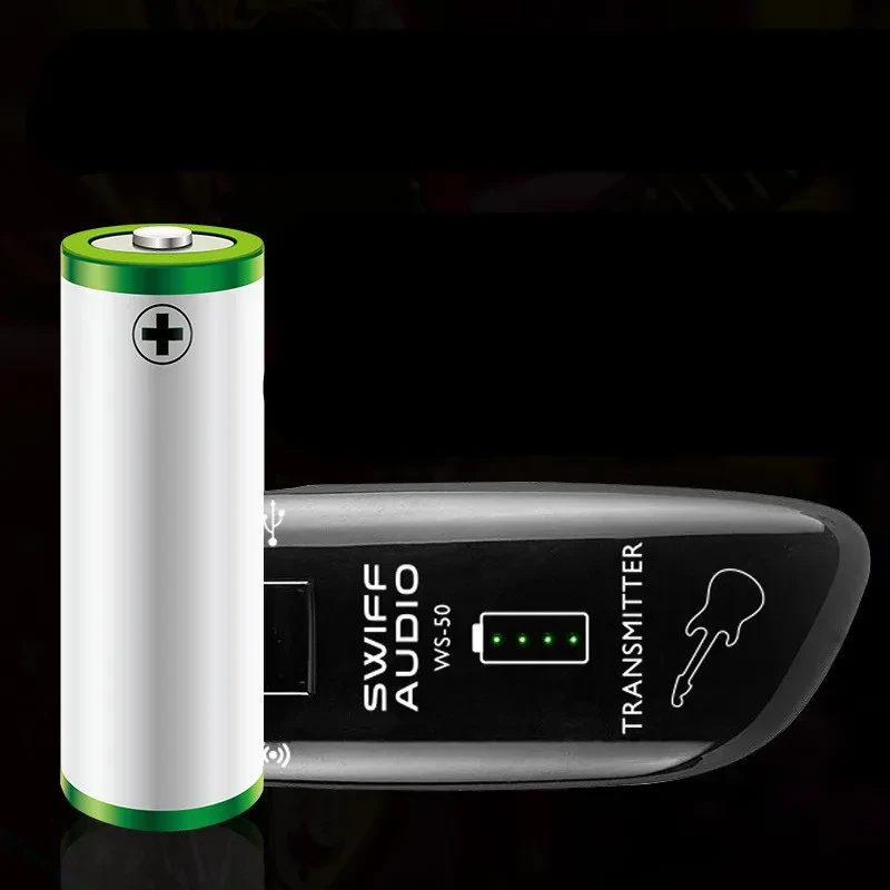 WS-50 Wireless Guitar Transmitter Receiver | UHF 100 Channel Audio System for Electric Guitar, Bass & Musical Instruments