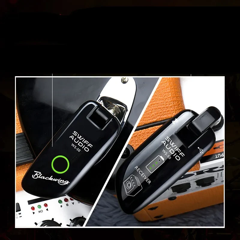 WS-50 Wireless Guitar Transmitter Receiver | UHF 100 Channel Audio System for Electric Guitar, Bass & Musical Instruments