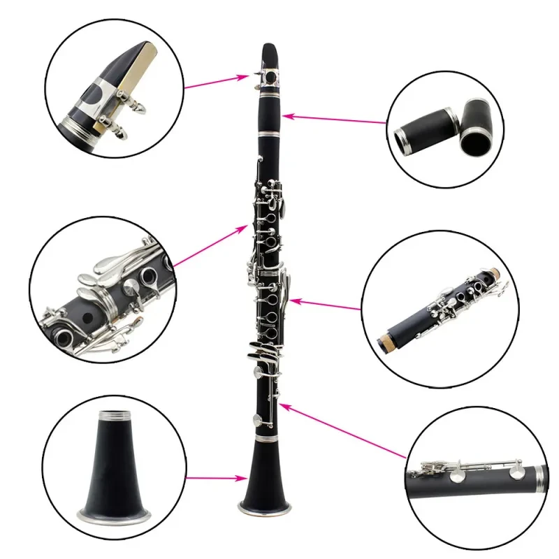 Clarinet Bakelite Nickel Plated – 17-Key Beginner Student Instrument