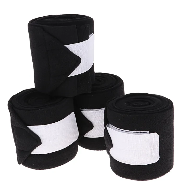 Horse Leg Wraps Set – 4-Pack Polar Fleece Leg Bandages with Adjustable Velcro Straps