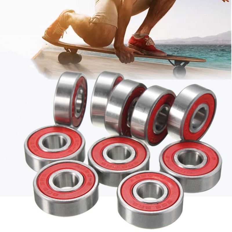 ABEC 9 Skateboard Bearings – 10PCS Anti-Rust Red In-Line Wheel Bearings