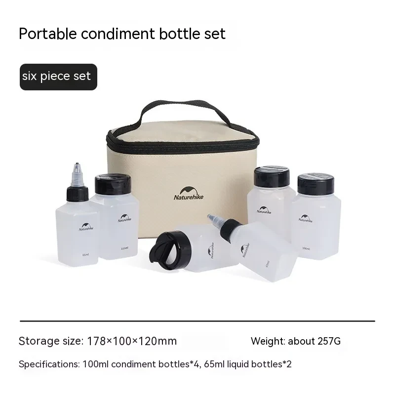 Naturehike Portable Seasoning Bottle Set – 6-Piece Outdoor Spice Jar Kit for Camping & Picnics
