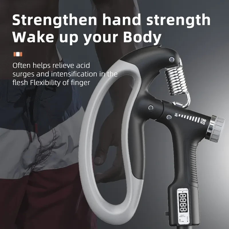 Smart Counting Grip - 10-100KG Adjustable Hand Trainer for Muscle & Arm Strength Fitness