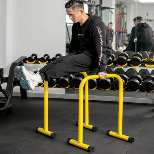 Gym Movable Single Parallel Bars - Steel Dip Station for Upper Body & Core Training