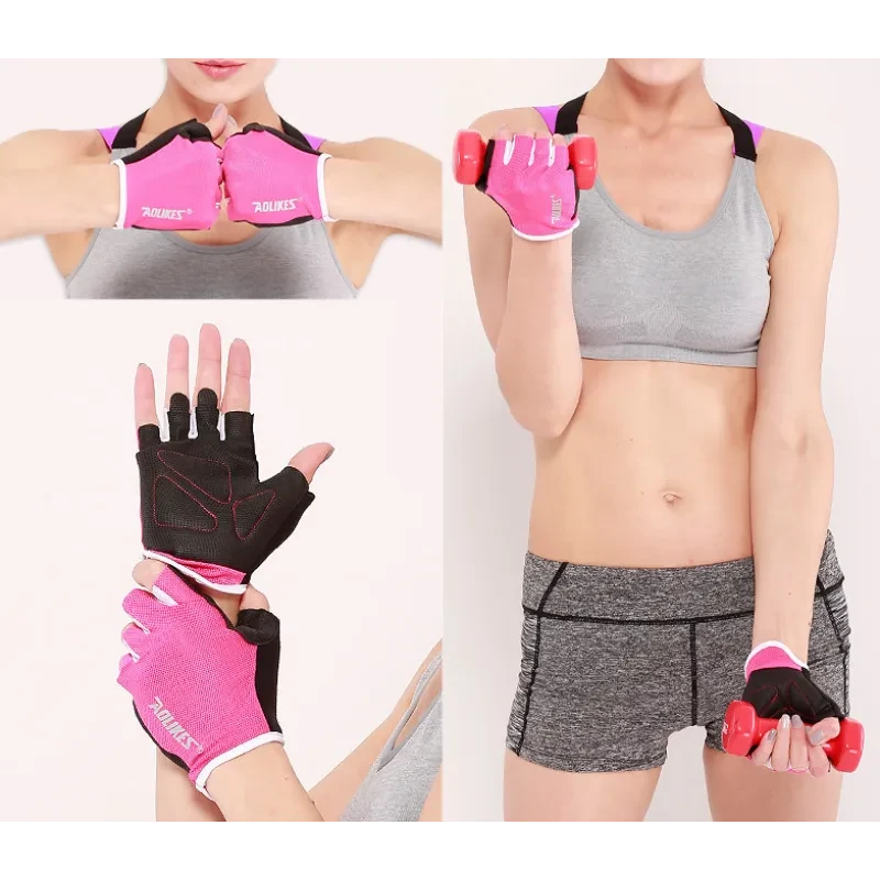 Workout Power Gloves – Breathable Half-Finger Gym Gloves with Leather Grip & Palm Protection