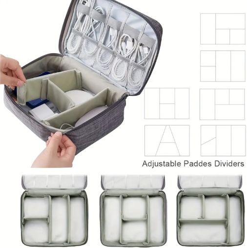 Electronics Cable Organizer Bag – Waterproof Travel Storage Case for USB Cables, Chargers & Accessories