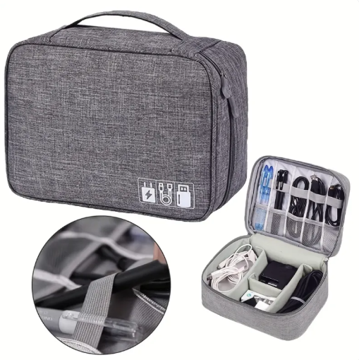 Electronics Cable Organizer Bag – Waterproof Travel Storage Case for USB Cables, Chargers & Accessories