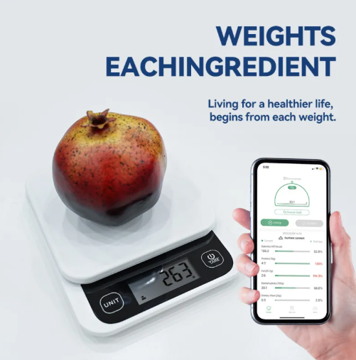 Smart Food Calorie Scale – Digital Kitchen Scale with LCD Display & Nutrition Calculator App (Bluetooth-Enabled)