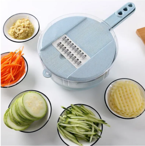 8-in-1 Vegetable Chopper Cutter Spiralizer – Multi-Function Mandoline Slicer with Grater, Peeler & Strainer