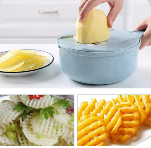 8-in-1 Vegetable Chopper Cutter Spiralizer – Multi-Function Mandoline Slicer with Grater, Peeler & Strainer
