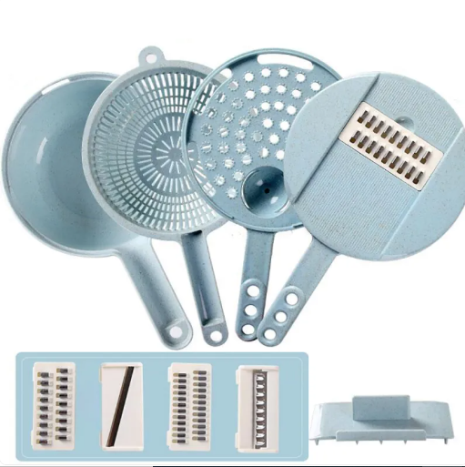 8-in-1 Vegetable Chopper Cutter Spiralizer – Multi-Function Mandoline Slicer with Grater, Peeler & Strainer